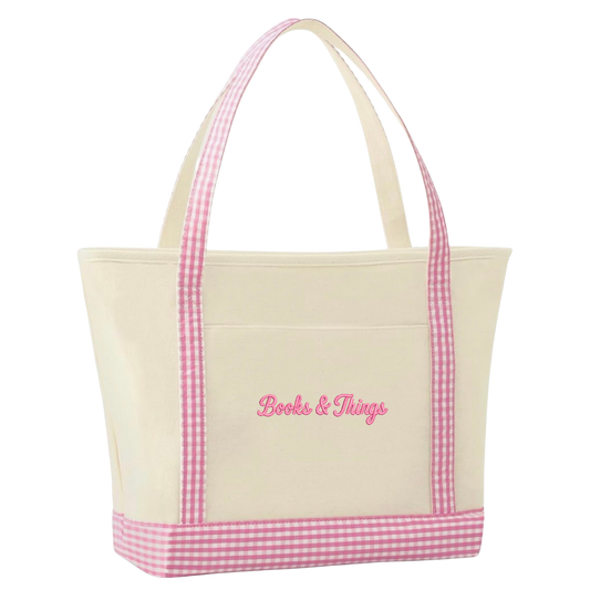 Books & Things Gingham Tote