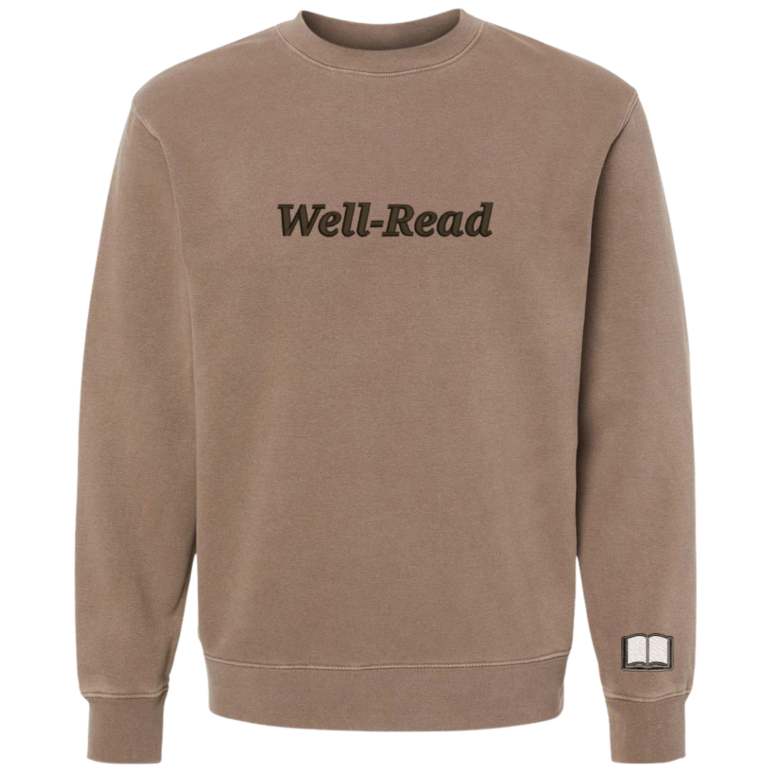 Embroidered Well-Read Brown Crewneck