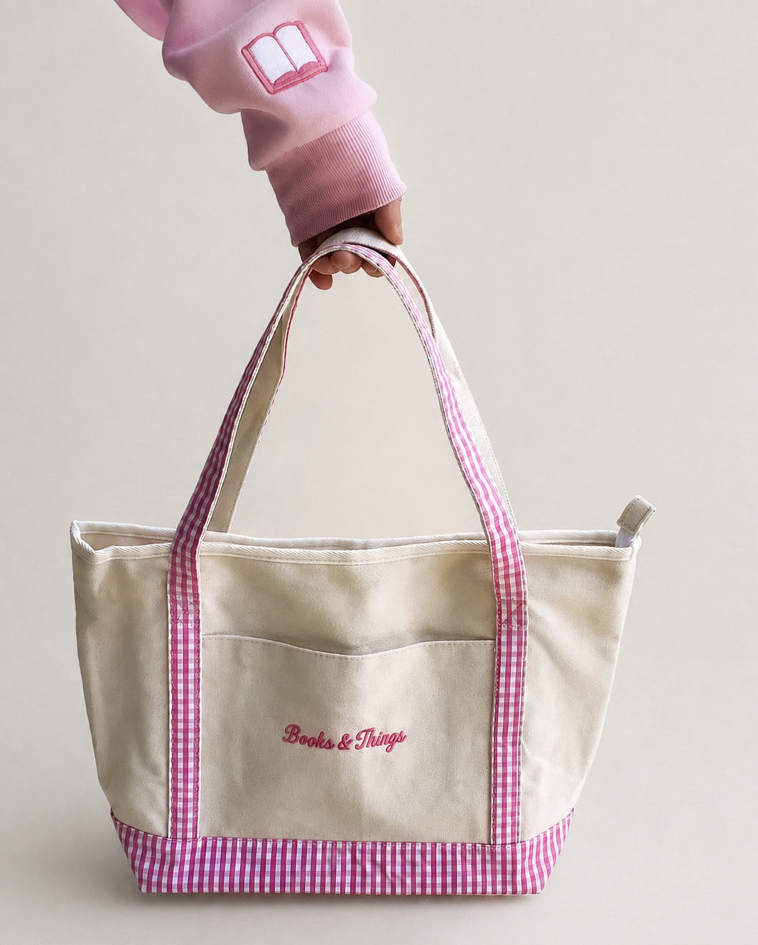 Books & Things Gingham Tote