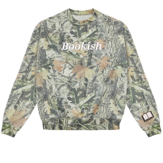 Embroidered Bookish Camo Crewnecks