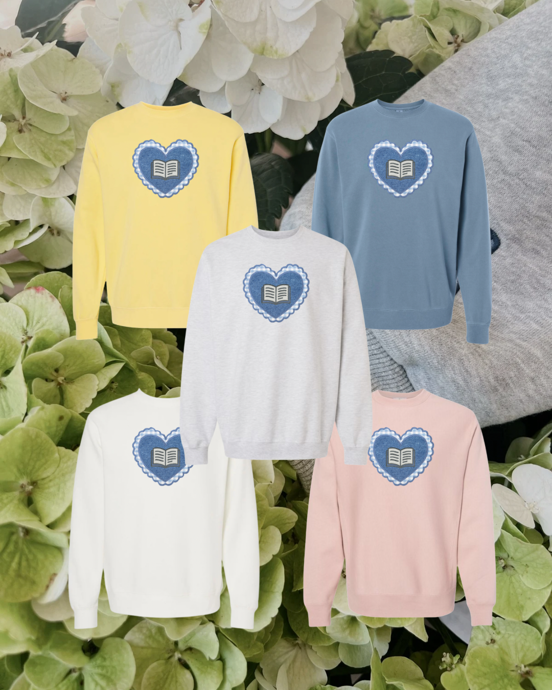 Appliqué Heart Books Crewneck