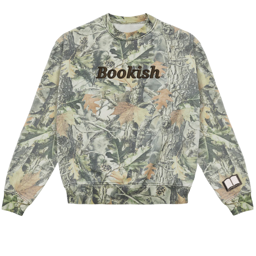 Embroidered Bookish Camo Crewnecks