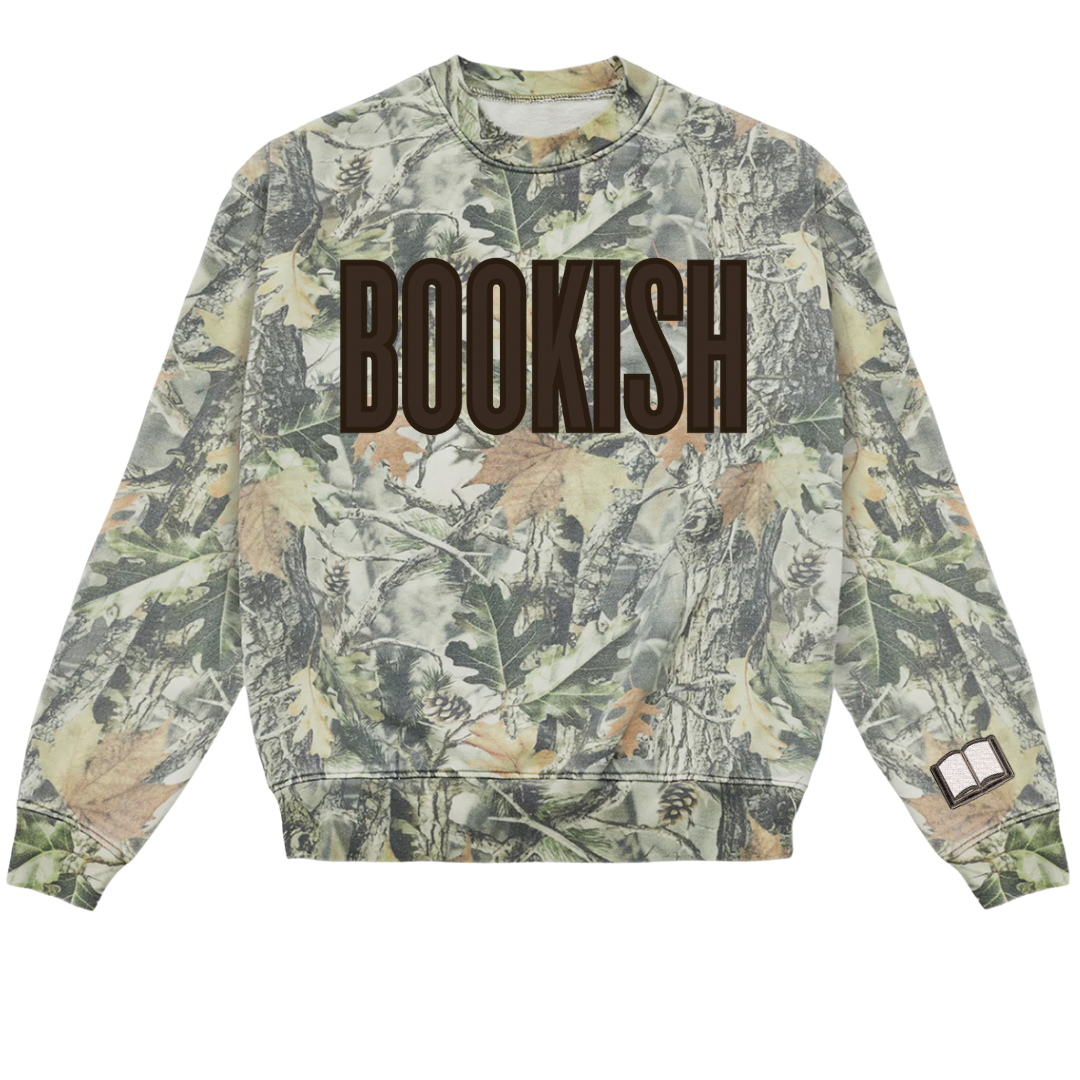 Printed Bookish Camo Crewnecks