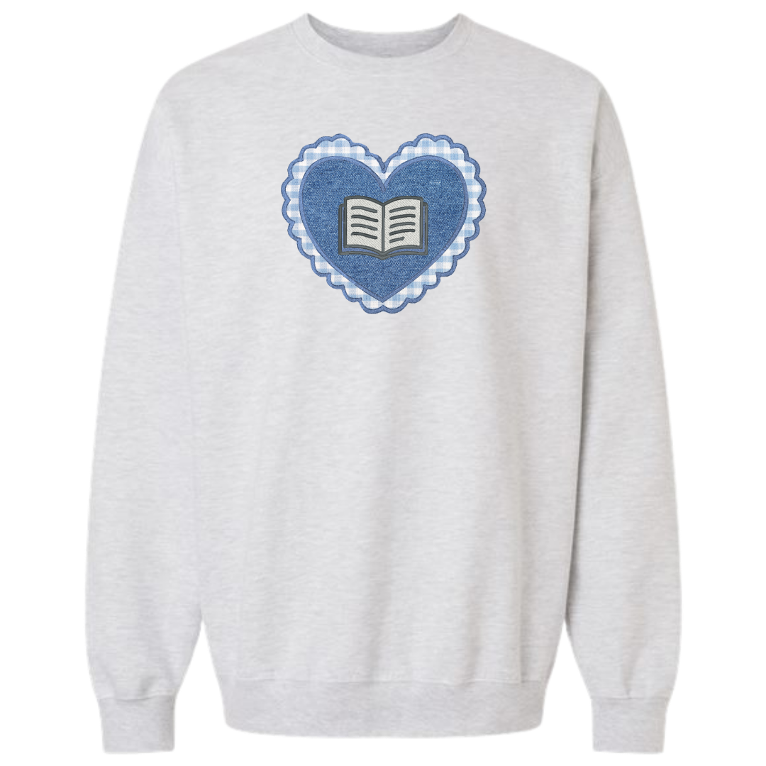 Appliqué Heart Books Crewneck