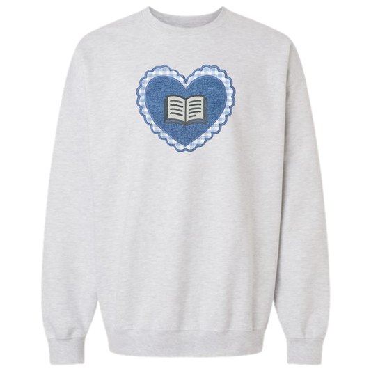 Appliqué Heart Books Crewneck