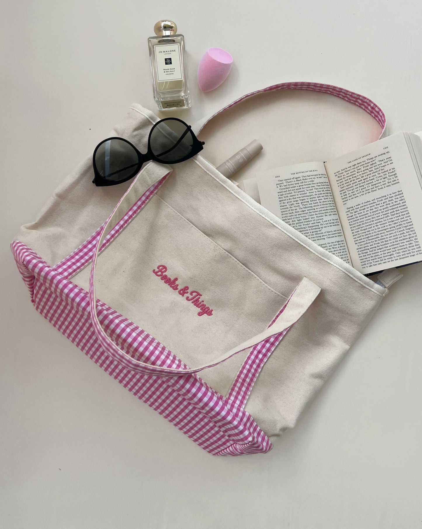Books & Things Gingham Tote