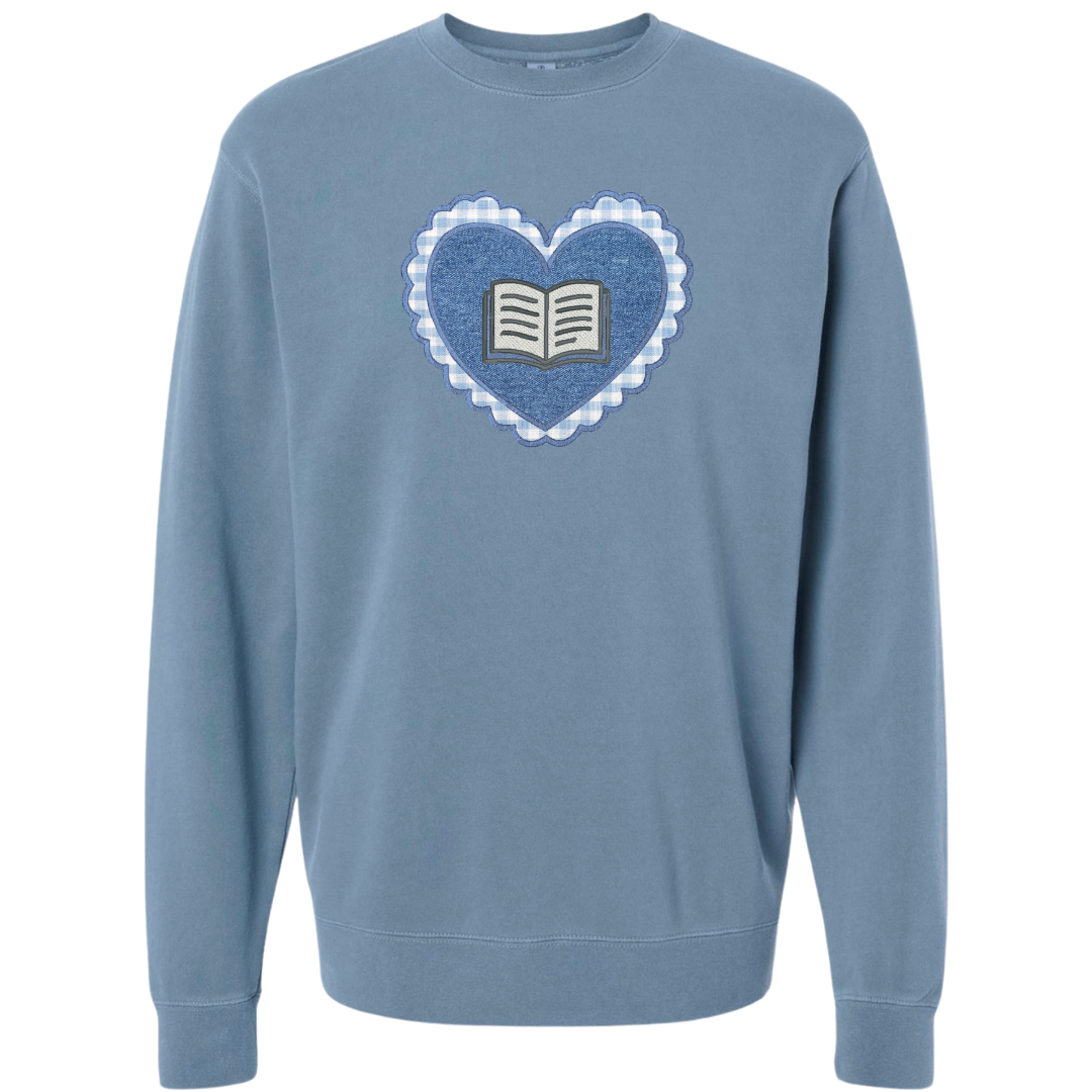 Appliqué Heart Books Crewneck