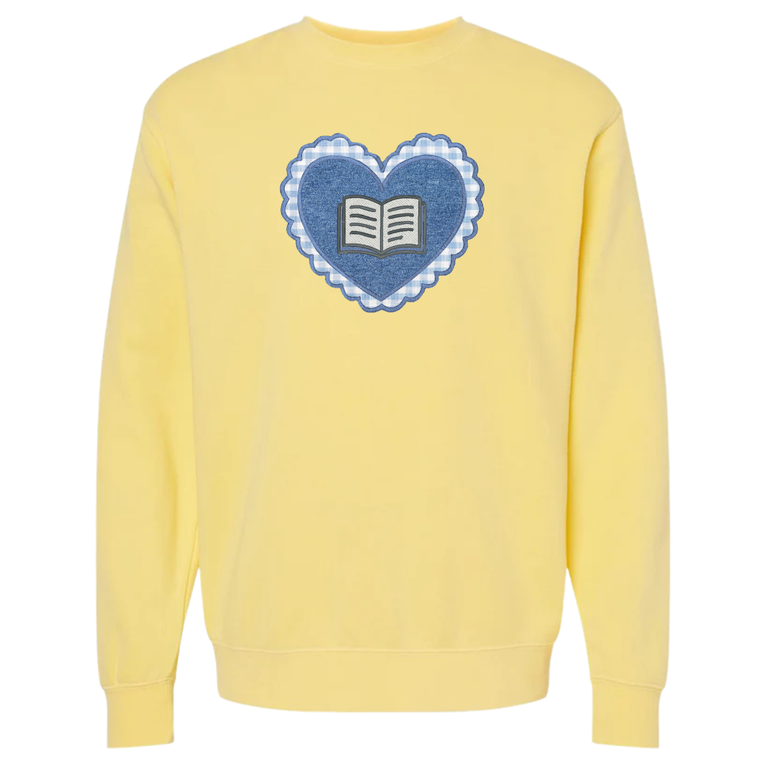 Appliqué Heart Books Crewneck