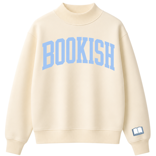 Printed Bookish Mock Neck Crewneck
