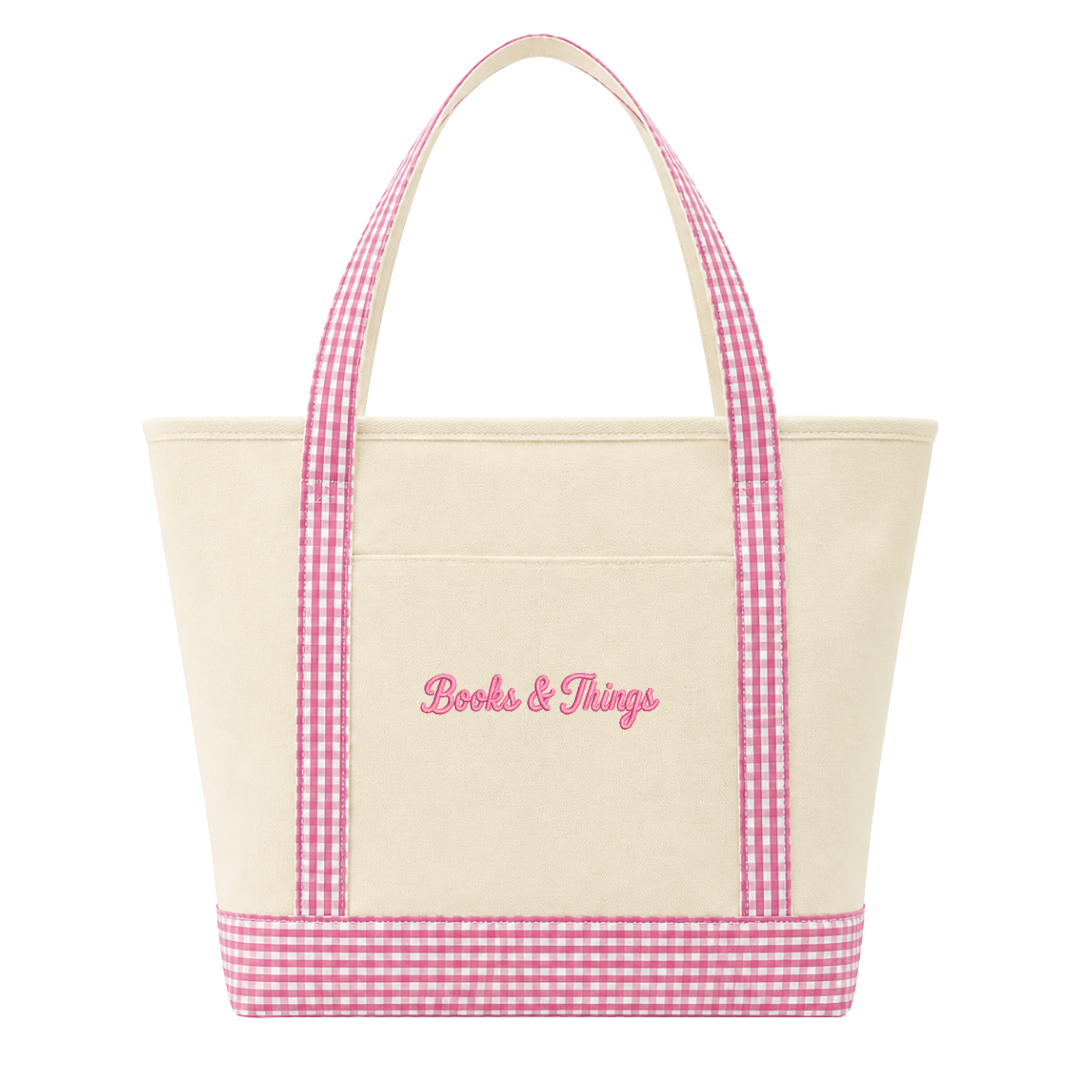 Books & Things Gingham Tote