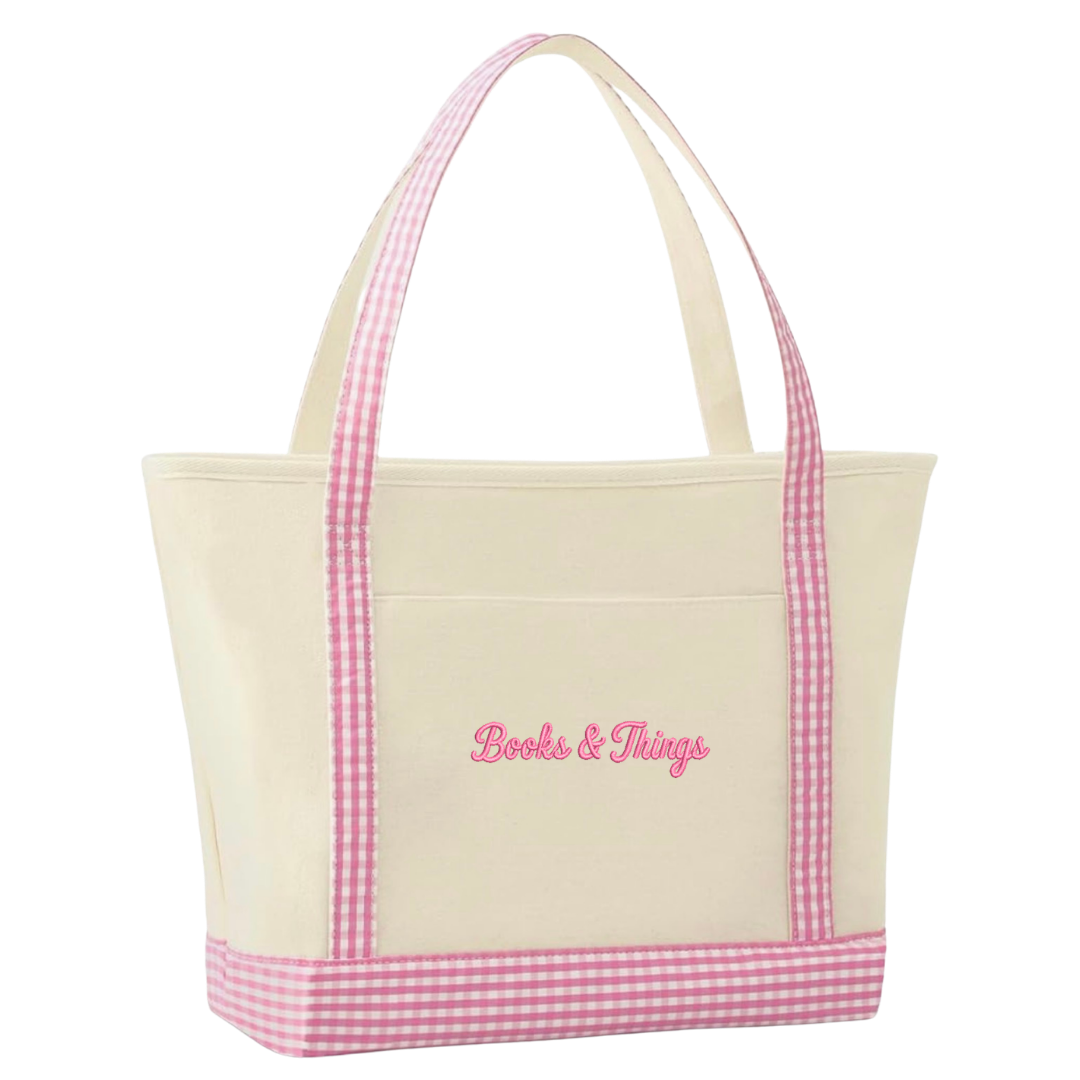 Books & Things Gingham Tote