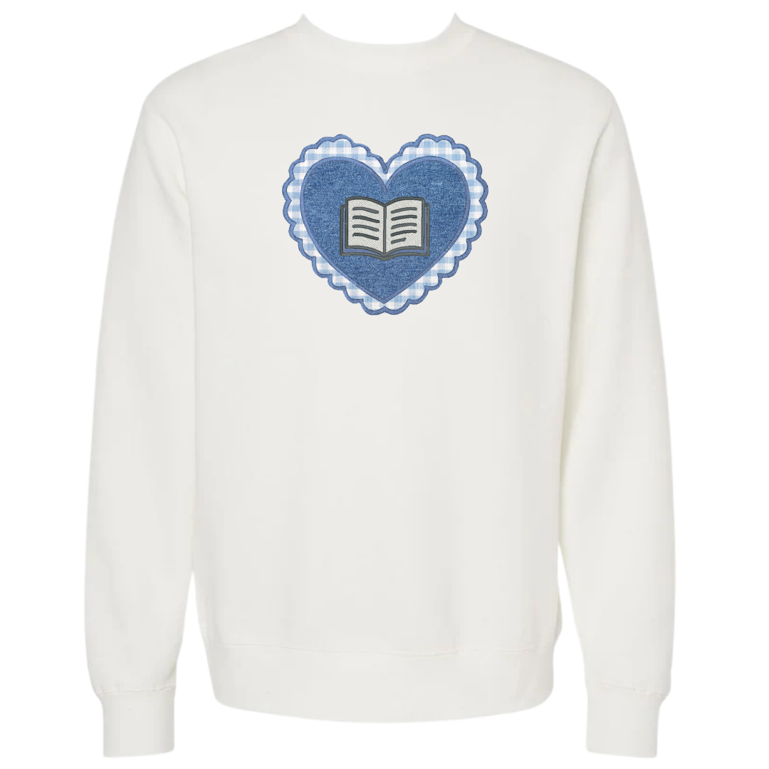 Appliqué Heart Books Crewneck