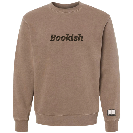 Embroidered Bookish Brown Crewneck