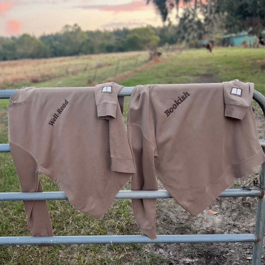 Embroidered Bookish Brown Crewneck